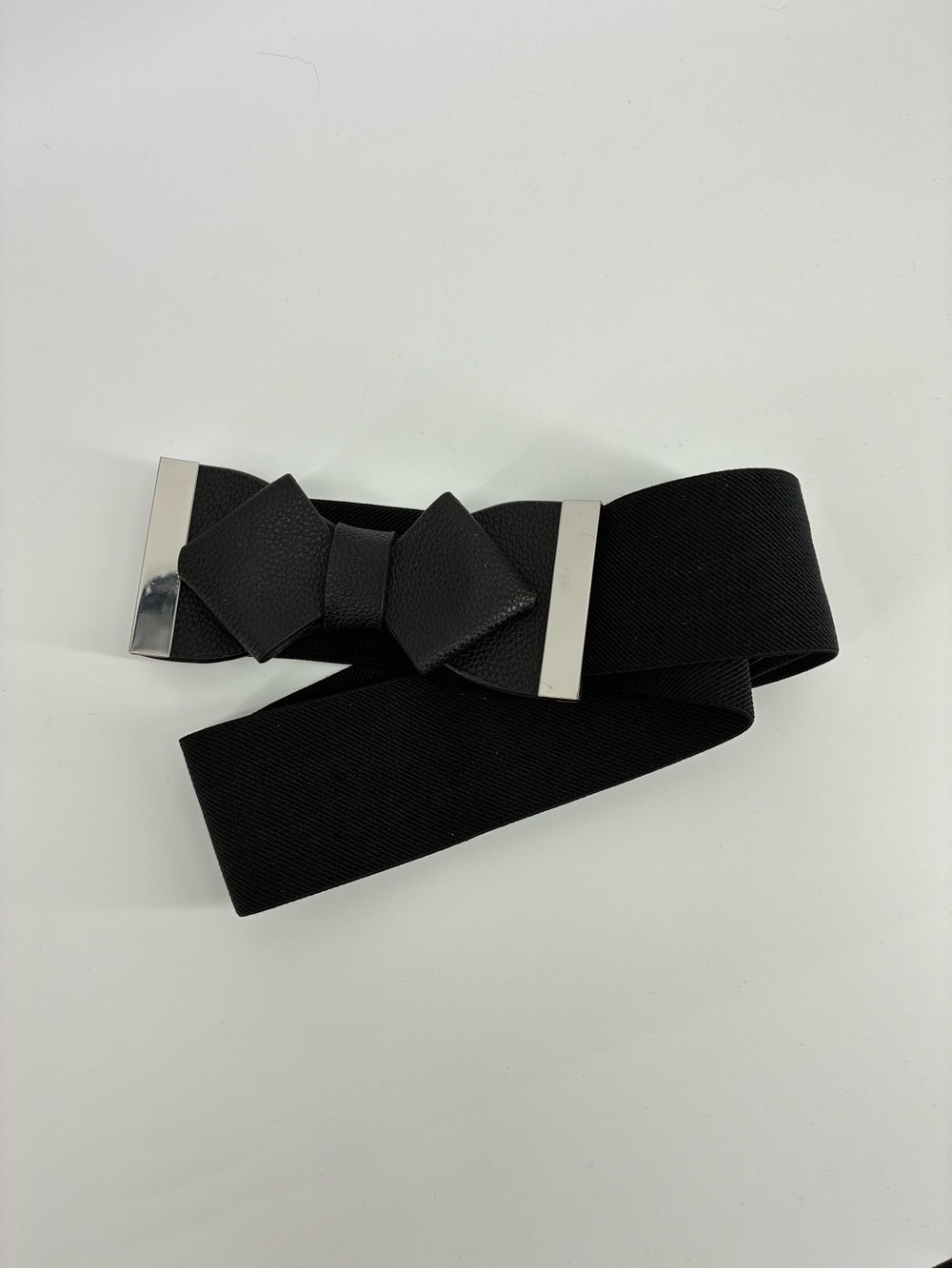 torrid Black Elastic Bow Belt with Silver Accents
